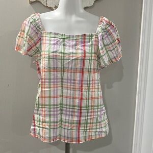 Plaid Puff Sleeve Top